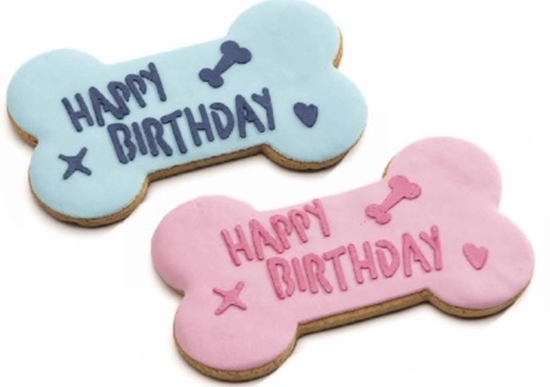 Picture of Gourmet Small Dog Bone “Happy Birthday” Biscuit: